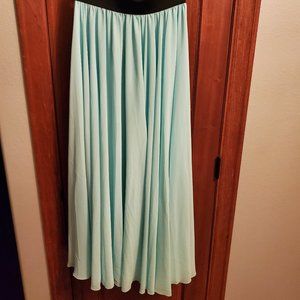 Long maxi high waisted seafoam green / teal lined skirt